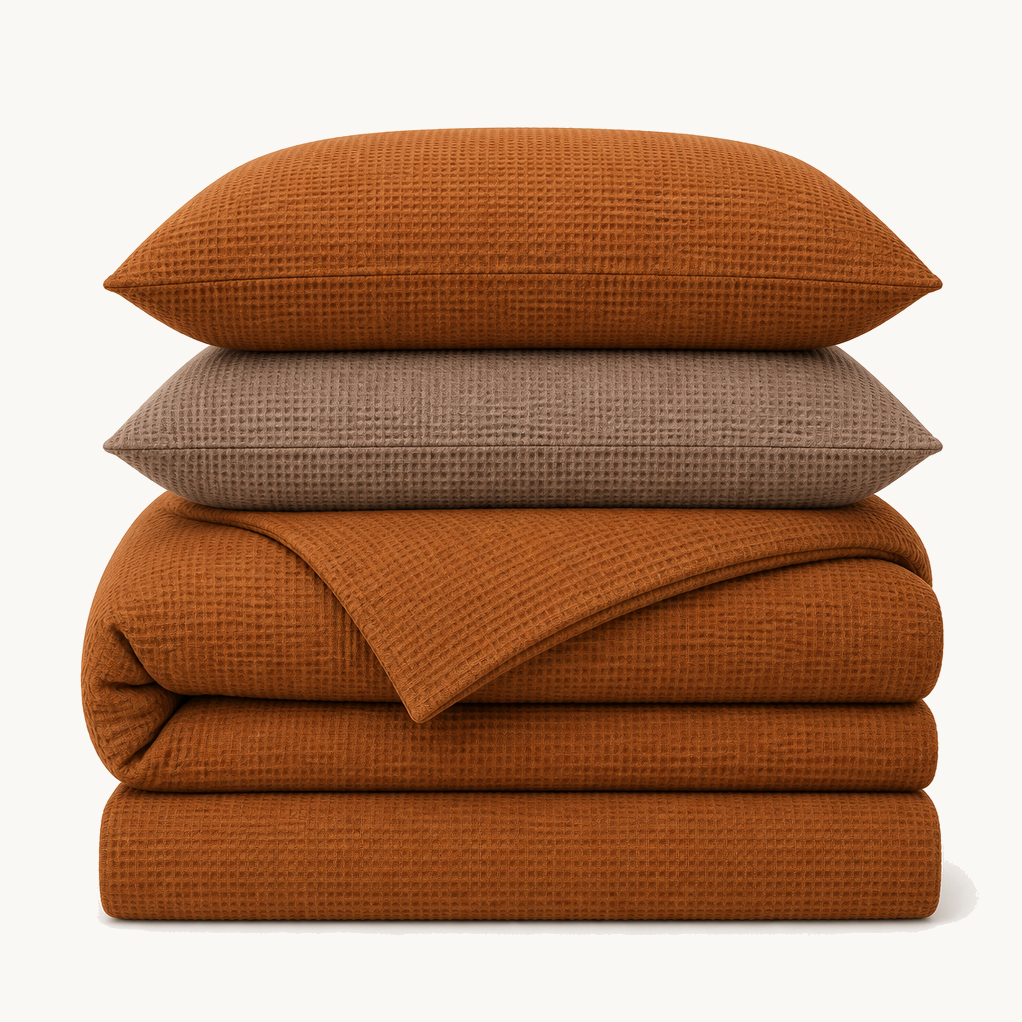 Waffle Weave Cotton Four-Piece Bedding Set