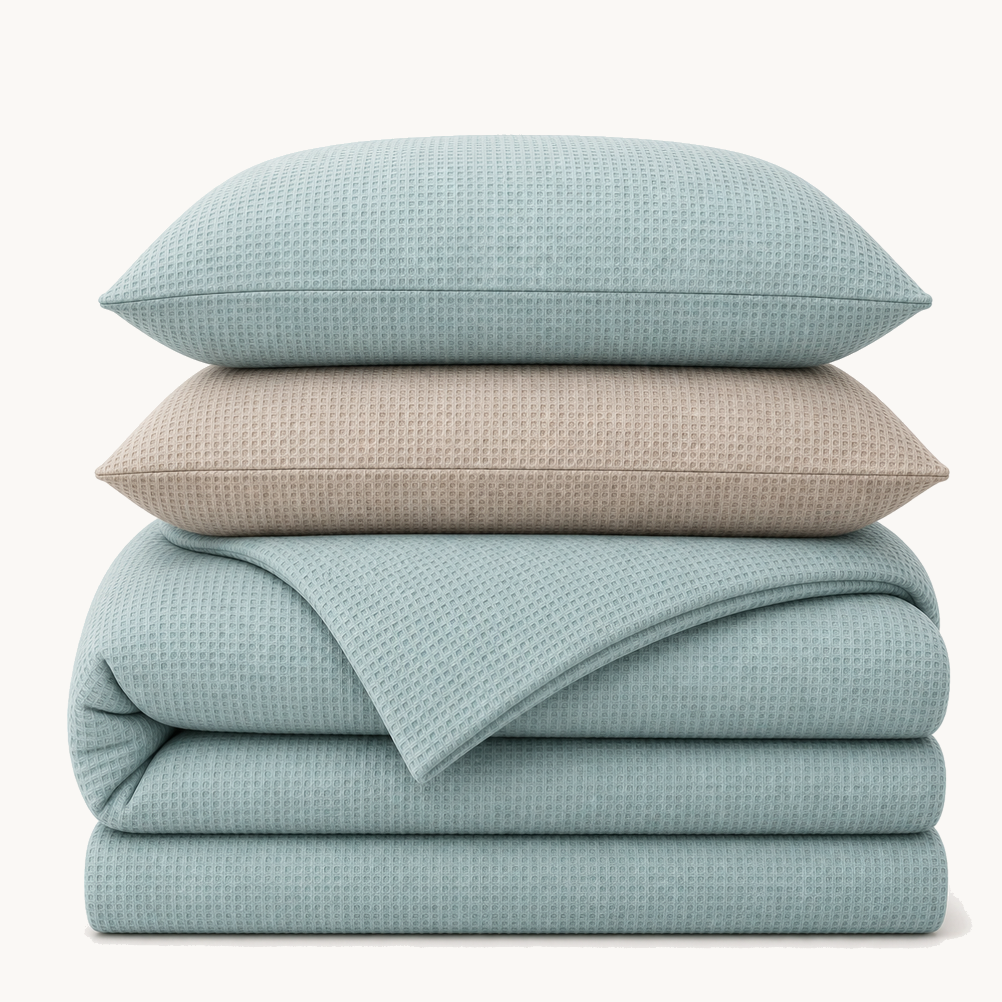 Waffle Weave Cotton Four-Piece Bedding Set