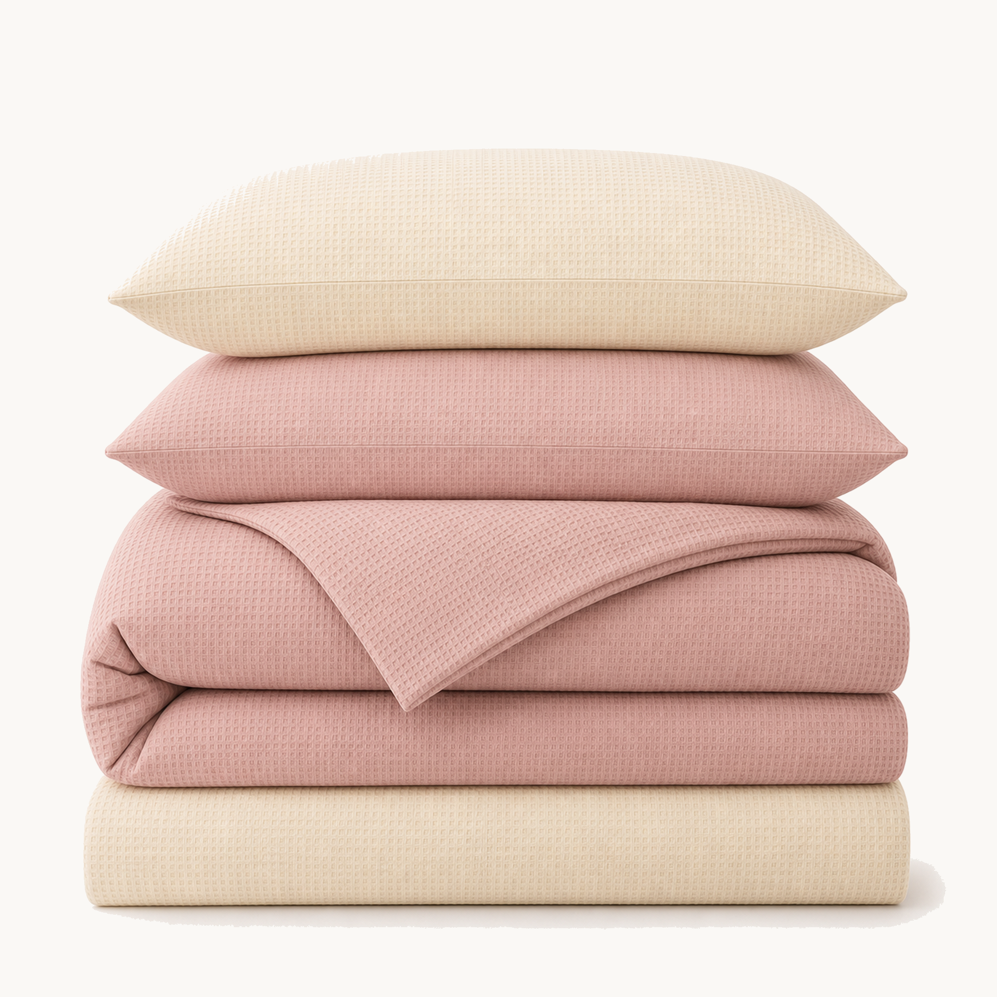 Waffle Weave Cotton Four-Piece Bedding Set