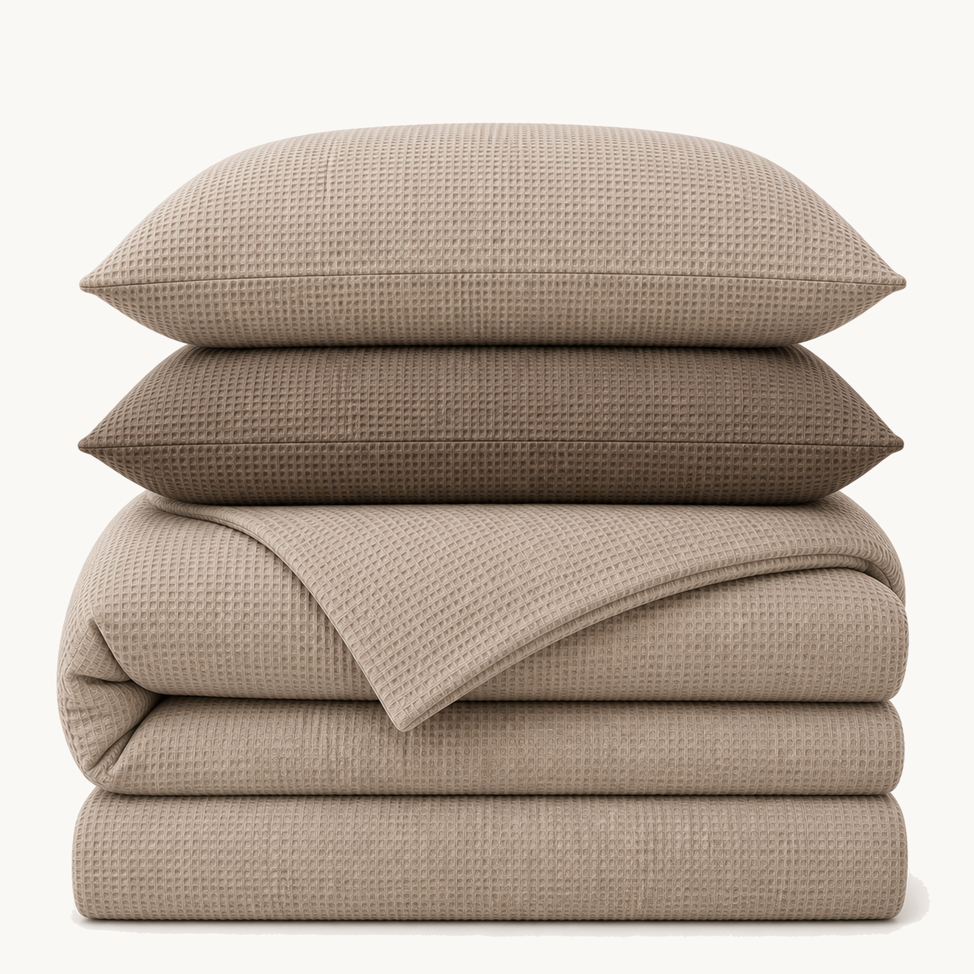Waffle Weave Cotton Four-Piece Bedding Set