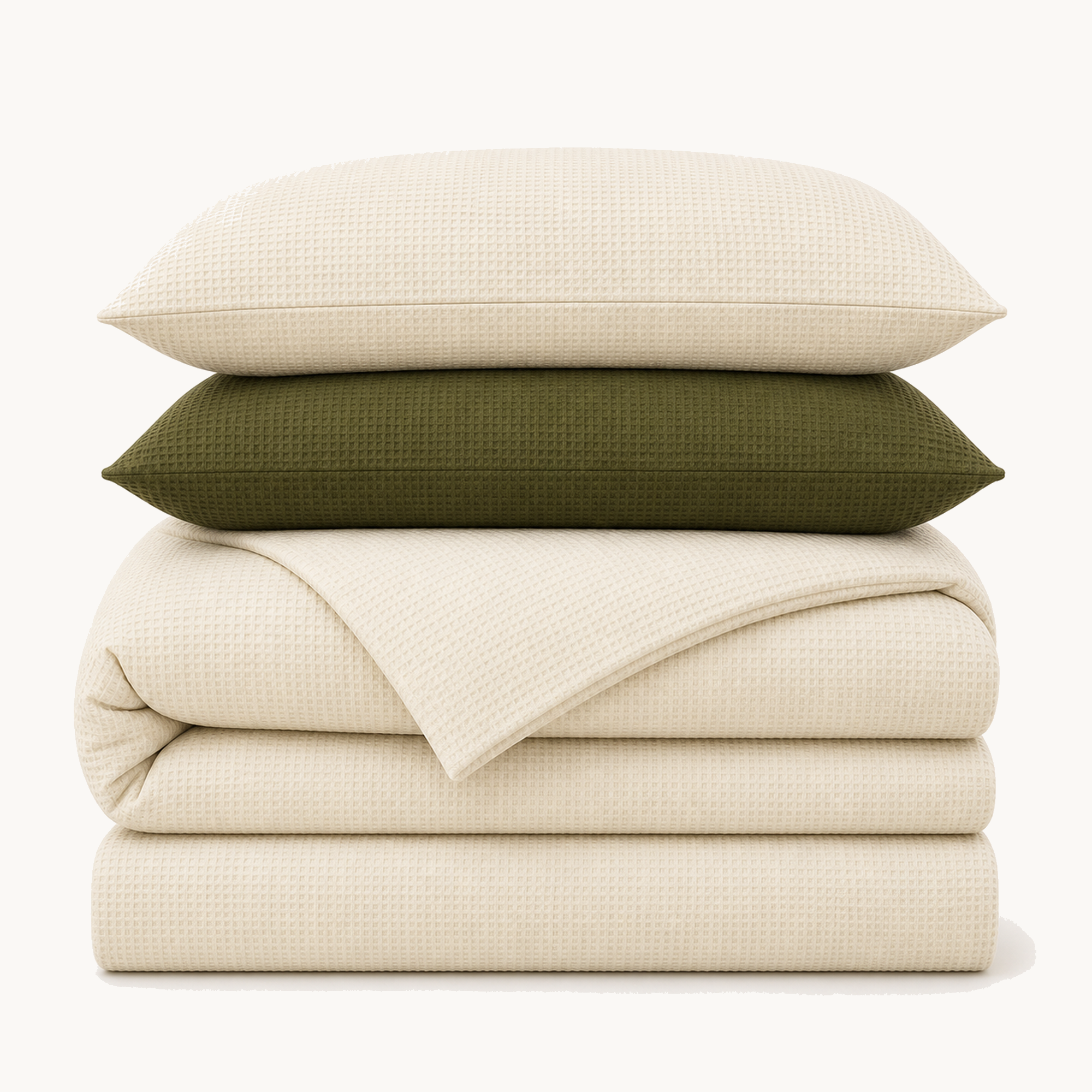 Waffle Weave Cotton Four-Piece Bedding Set