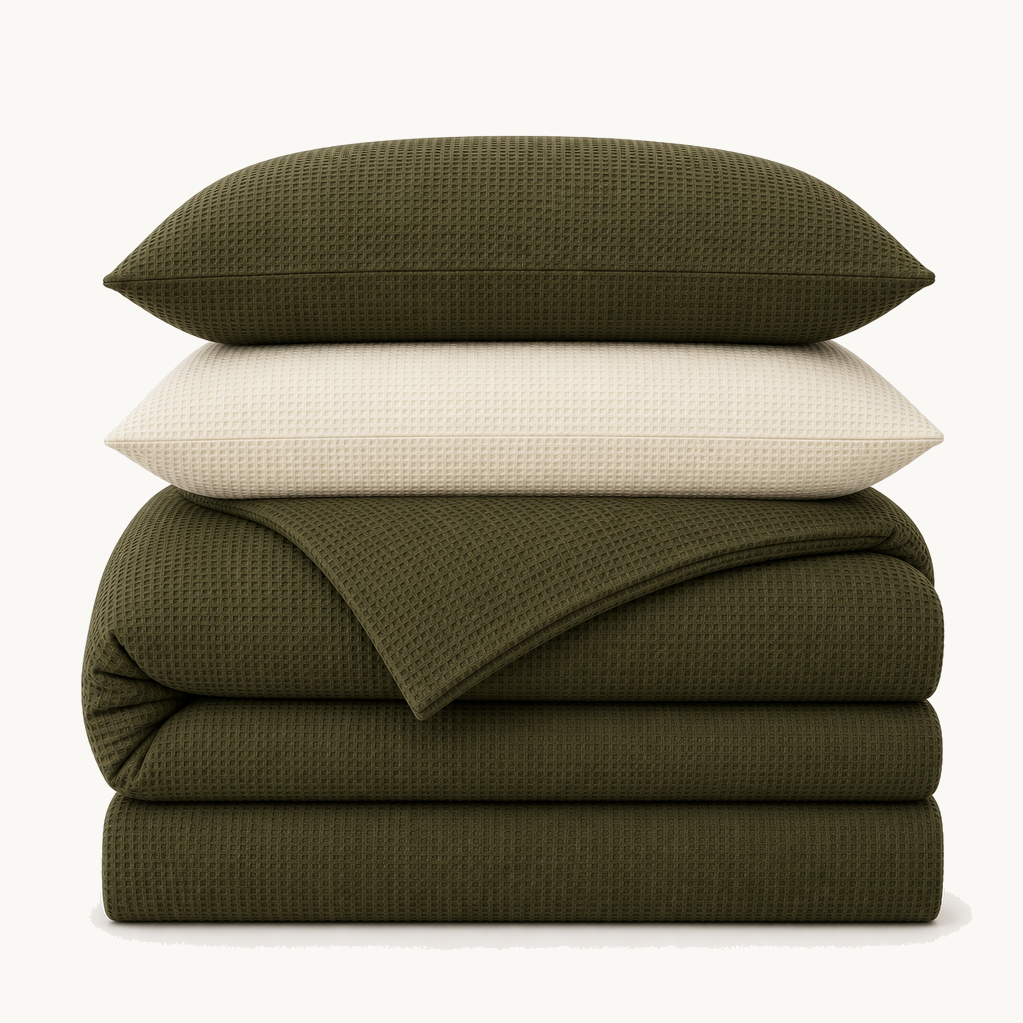 Waffle Weave Cotton Four-Piece Bedding Set