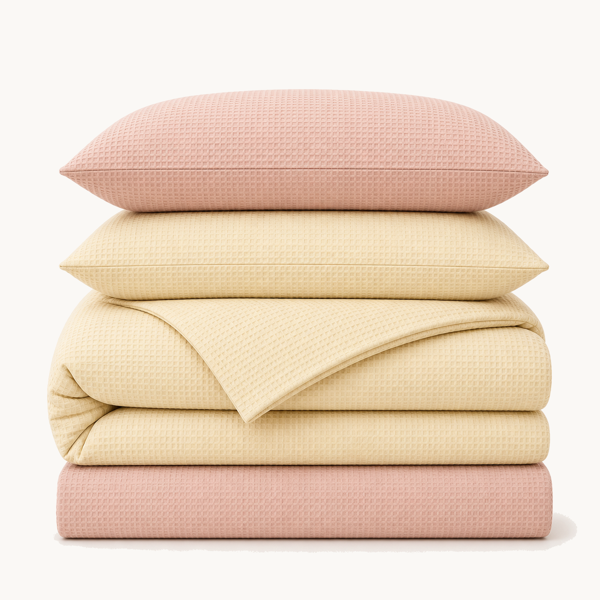 Waffle Weave Cotton Four-Piece Bedding Set