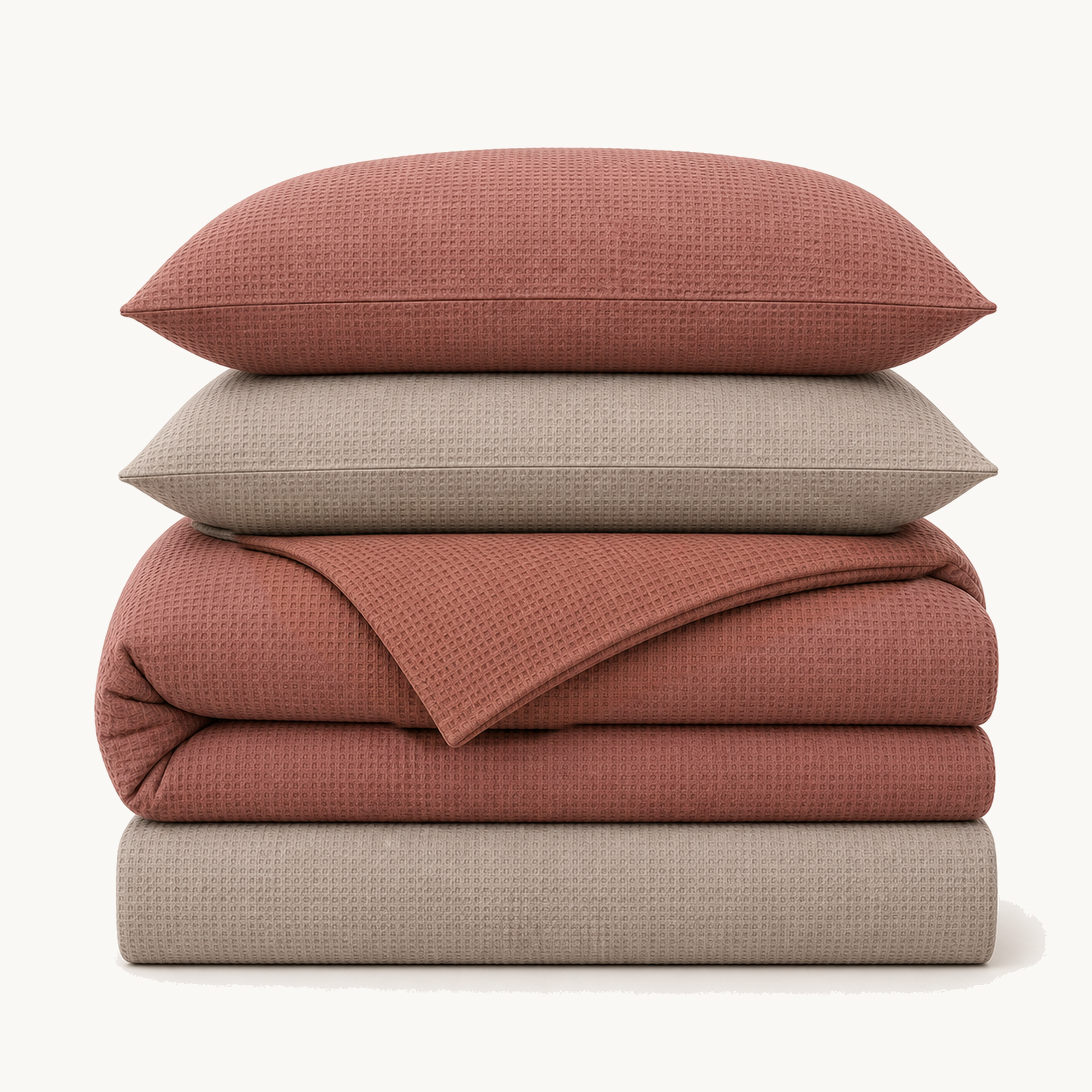 Waffle Weave Cotton Four-Piece Bedding Set