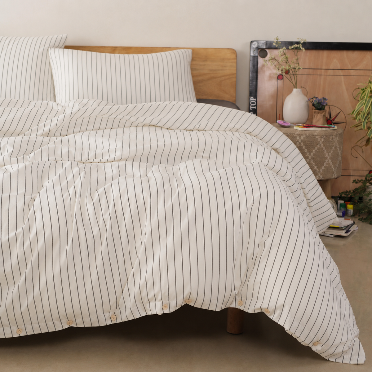 Striped Cotton Sateen Bedding Set – 3 or 4 Pieces