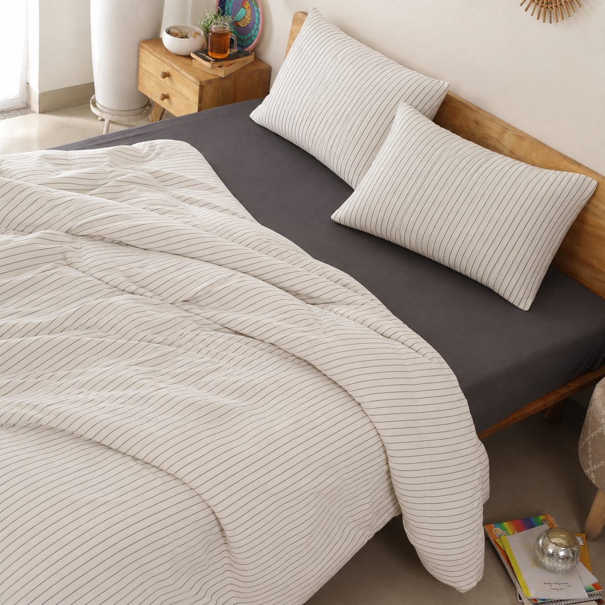 Striped Cotton Sateen Bedding Set – 3 or 4 Pieces