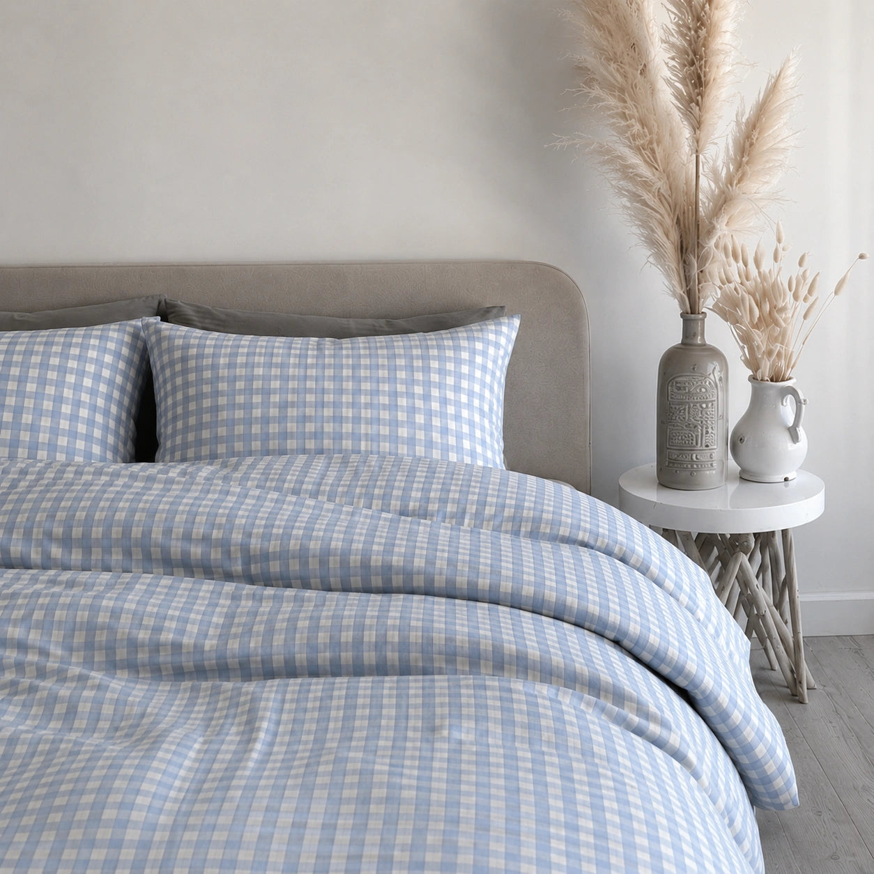 Washed Cotton Plaid Bedding Set – 3 or 4 Pieces
