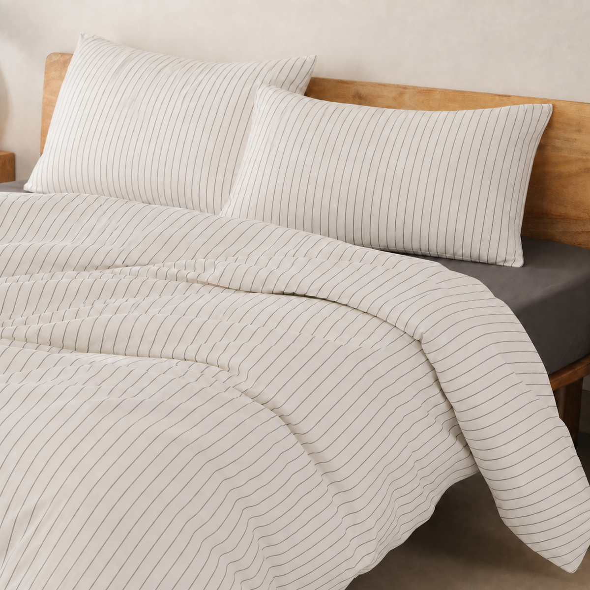 Striped Cotton Sateen Bedding Set – 3 or 4 Pieces