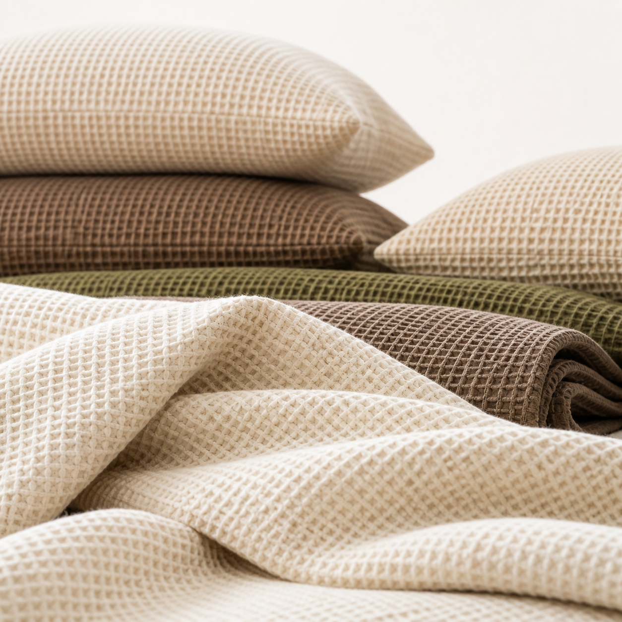 Waffle Weave Cotton Four-Piece Bedding Set